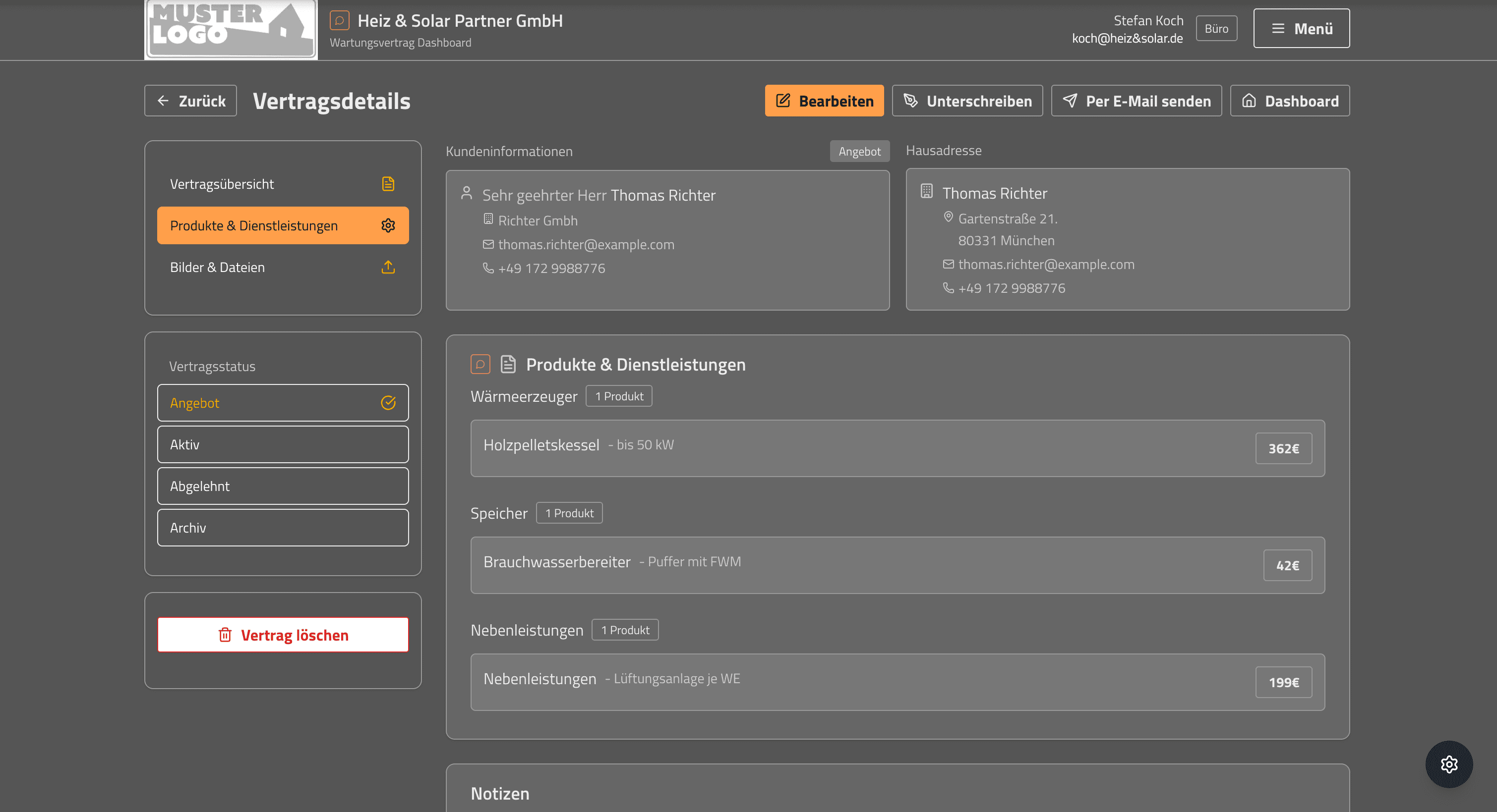 Wartungsvertrag Konfigurator